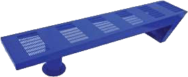banca metálica para parques jardines exteriores asiento plano con perforaciones color azul lucca1