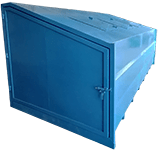 contenedor de basura metalico color azul con puertas laterales 12 metros cubicos de capacidad