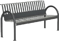 banca metálica para exterior con respaldo de 3 plazas color gris obscuro bench-164