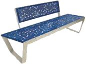 banca metálica para parques con respaldo asiento plano con perforaciones color azul acqua2