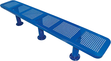 banca metálica para parques y exteriores rectangular con perforaciones color azul urbani23