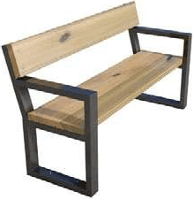 banca urbana con respaldo y asiento de madera y estructura metálica color negro  para parques exteriores y jardines tol1104