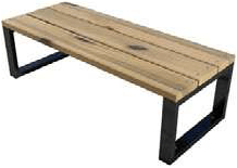 banca urbana con asiento de madera y estructura metálica color negro para parques exteriores y jardines tol1110