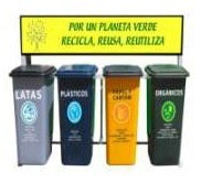 botes de reciclaje para separacion de residuos organico, inorganico, lasticos y carton