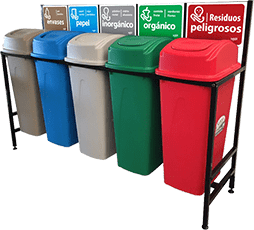 botes de reciclaje para separacion de residuos organico, inorganico, lasticos y carton