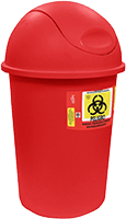 Bote de basura de 45 litros con tapa balancín curvo color rojo modelo 8399 RPBI