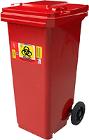 Contenedor industrial para residuos peligrosos biológico infecciosos 120 litros sin pedal color rojo modelo 8919 RPBI