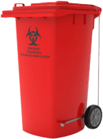 contenedor industrial para residuos peligrosos biológico infecciosos de 120 litros con pedal amarillo modelo 8783 RPBI