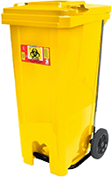 contenedor industrial para residuos peligrosos biológico infecciosos de 120 litros con pedal amarillo modelo 8783 RPBI