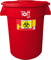 contenedor industrial residuos peligrosos biológico infecciosos TOFF de 120 litros con tapa ciega color rojo modelo 9189 RPBI