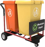 carro barrendero recolección basura doble contenedor con tapa estructura metálica R-240