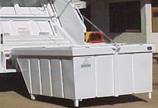 contenedor de basura metálico carga trasera 3 metros cúbicos color blanco