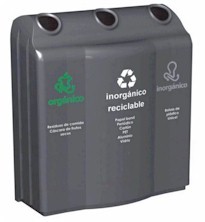 contenedor de plastico para basura 3 aberturas 300 litros