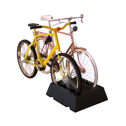 Bici-estacionamiento dual de polietileno para 2 bicicletas por módulo con seguros de acero