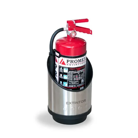 Porta extintor medio cilindro acero inoxidable con base de plastico
