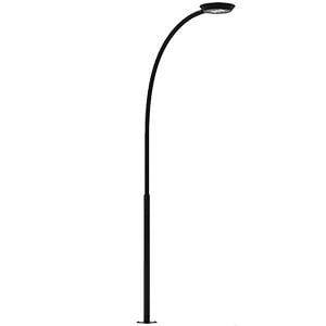 Poste metálico de alumbrado público modelo Barcelona con diseño curvo de brazo amplio y estilo elegante para espacios urbanos