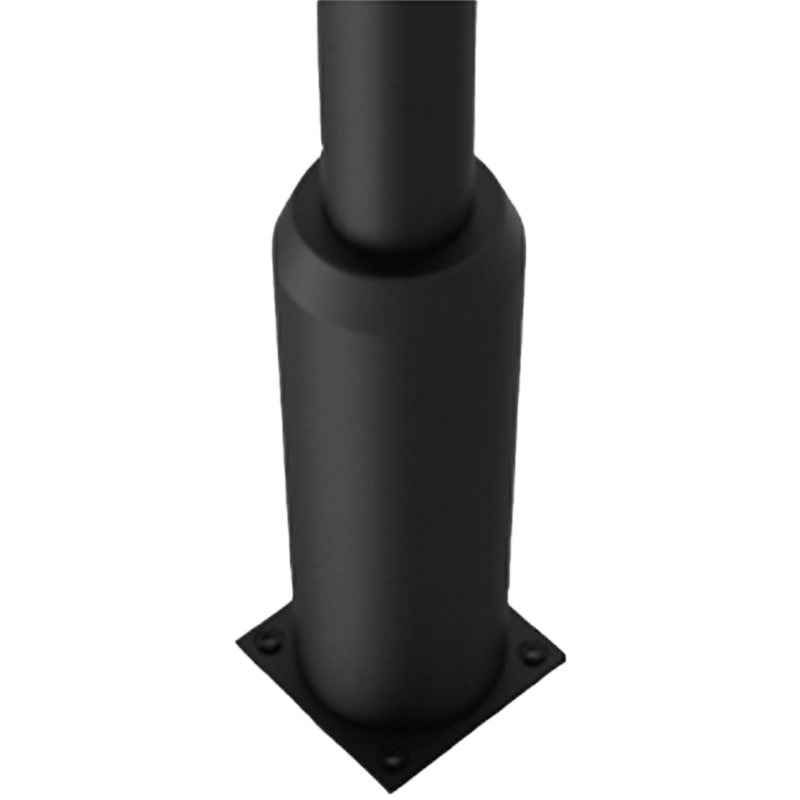 Detalle inferior del poste metálico de alumbrado público modelo Bombay