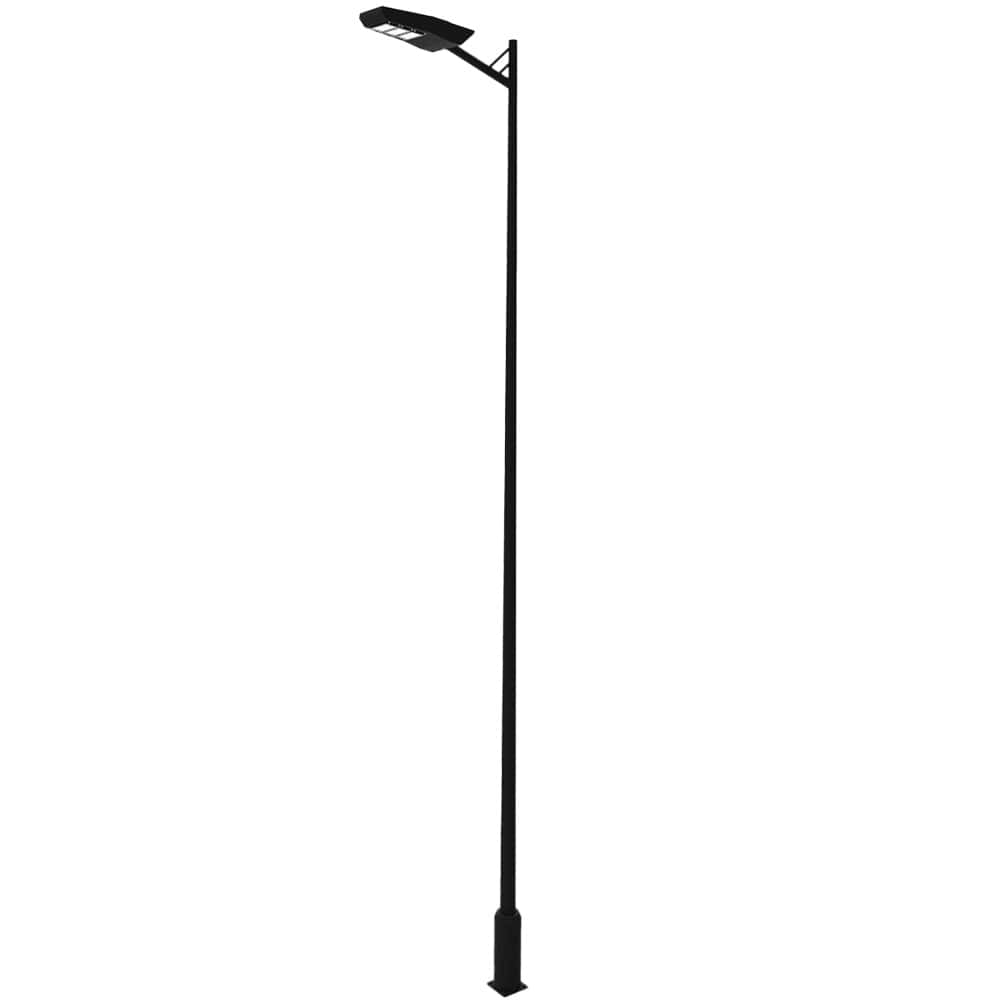 Poste metálico para alumbrado público modelo Bombay con diseño urbano y brazo corto de acero galvanizado