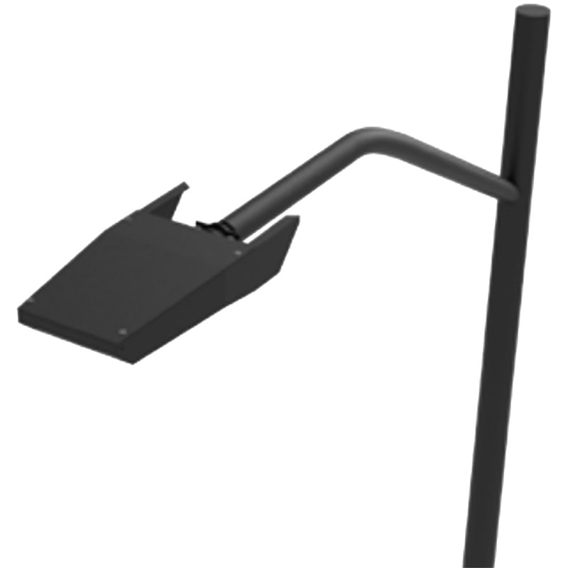 Detalle superior del poste metálico de alumbrado público modelo Independencia