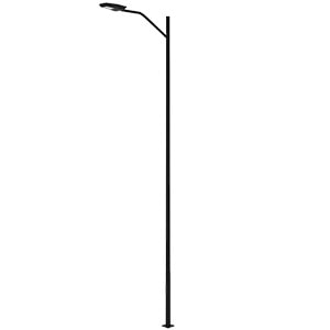 Poste metálico de alumbrado público modelo Independencia con diseño recto y brazo angular funcional