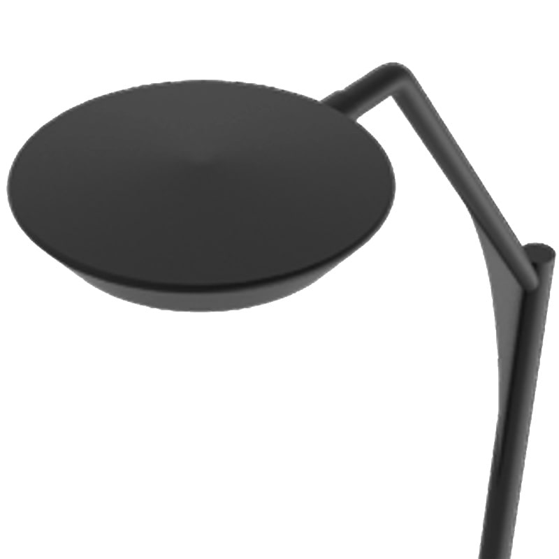 Detalle superior del poste metálico de alumbrado público modelo Marbella con luminaria LED moderna