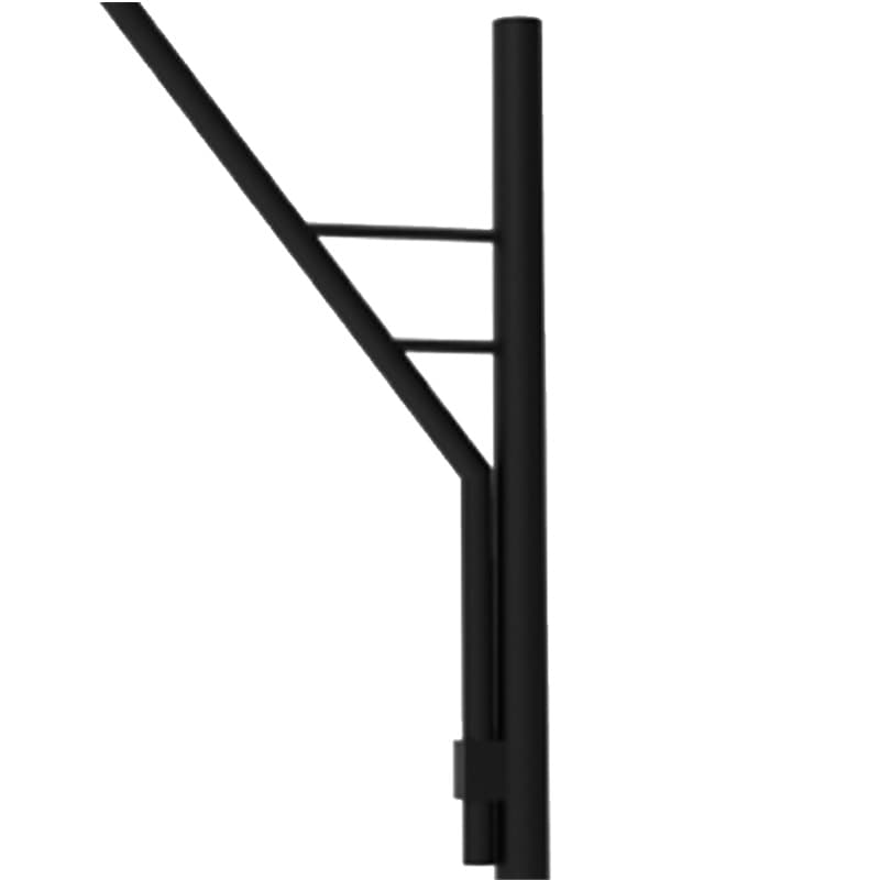 Vista lateral del brazo estructural del poste metálico de alumbrado público modelo Mayal