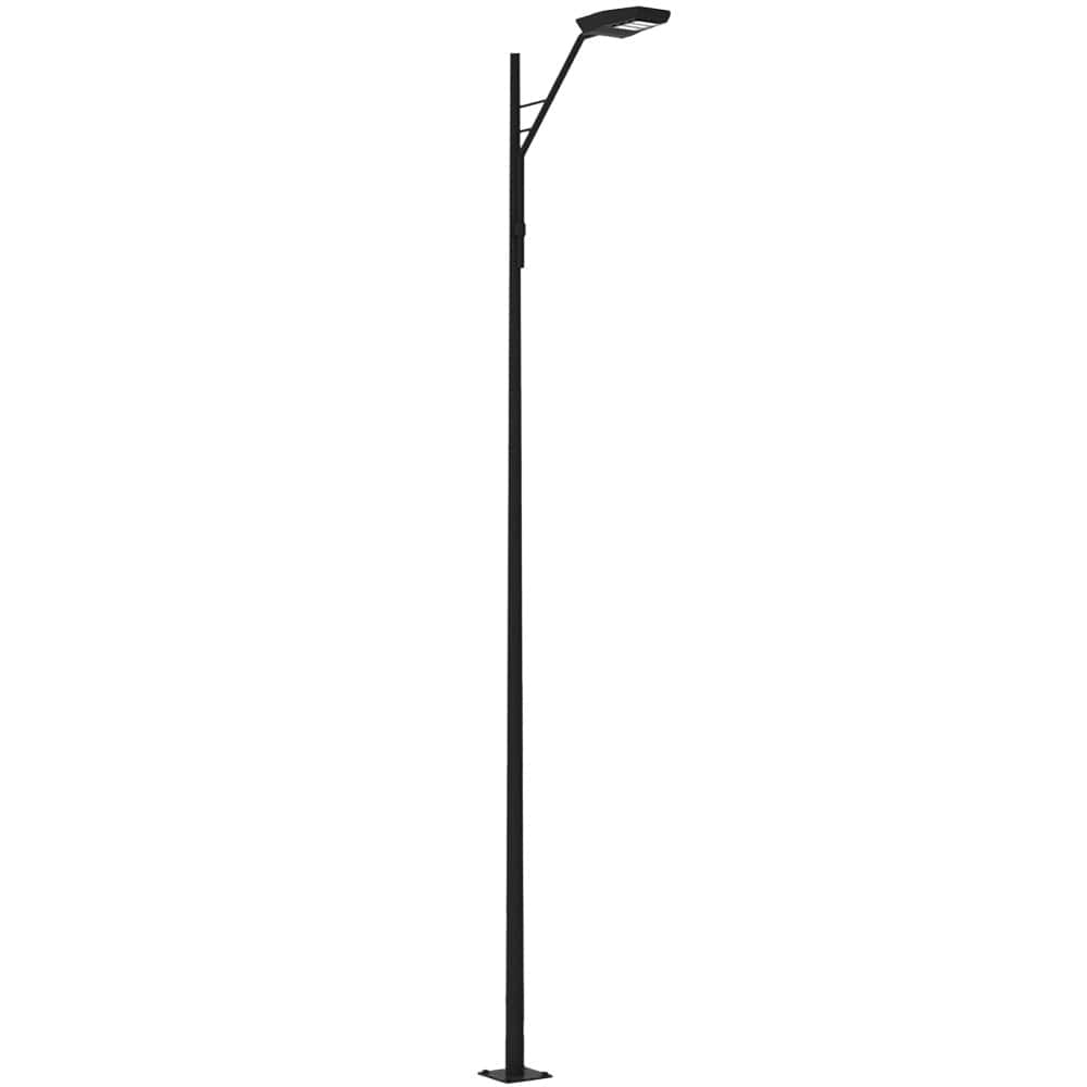 Poste metálico para alumbrado público modelo Mayal fabricado en acero galvanizado con diseño recto y soporte lateral