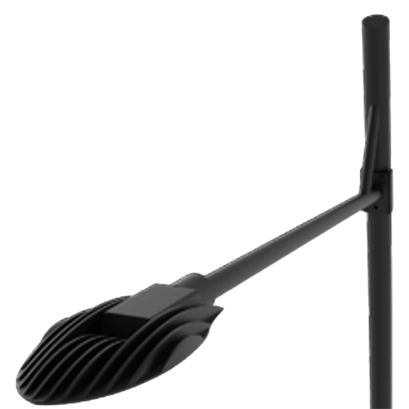 Detalle superior del poste metálico de alumbrado público modelo Nuvo