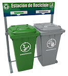 Bote de basura para reciclaje estacion con dos botes